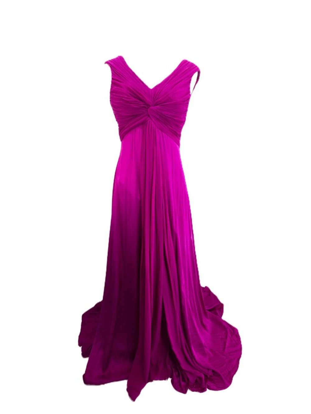 Aidan MAttox NIteline Fushia Pink PLeated Silk Grecian Long Gown Women Size 6